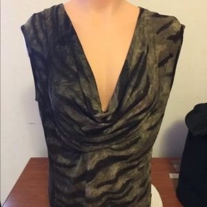 MICHAEL KORS Animal Drape Neck Sleeveless Top S Small